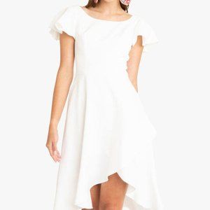Black Halo White Ruffle Dress